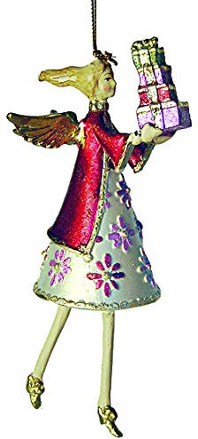 Engel Weihnachten Baumschmuck Figur Deko Hänger Christbaumschmuck Ornament 12 cm (weiß-rot mit Geschenken)