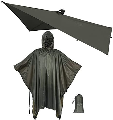 onewind Premium Regen Poncho für Männer und Frauen, wiederverwendbare atmungsaktive leichte wasserdichte Regenmantel Getriebe mit Kapuze und Sack, OD Green