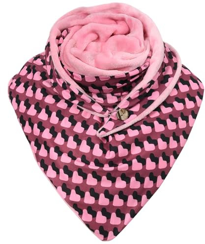 Yuson Girl Damen Schals Warmer Dreieckschal mit Button Retro übergroßer Winterschals Karo Tartan Plaid Muster Poncho Schal Lässige Herbstschal Weich Halstücher Geschenk(Weinrot)