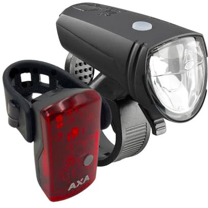 AXA Unisex – Erwachsene Greenline 15 Akku-LED-Leuchten-Set, Zwart, Einheitsgröße