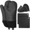 KERYCHIN Ofenhandschuhe aus Silikon + Mini Topfhandschuhe + Topflappen Set, Handschuh Hitzebestaendig 260°C, Einfach zu Reinigen, Backhandschuhe für Küche, Backofen, Mikrowelle, 36.5 cm Lang, Schwarz