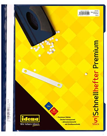 Idena 11345 - Schnellhefter DIN A4, aus PP, Stärke 250 µ, blau, 5 Stück