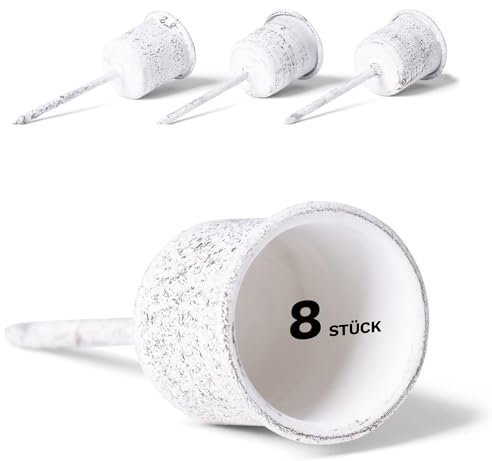 Novaliv 8X Stabkerzenhalter weiß Kerzenpick 7,1 x Ø 2,8 cm Kerzenstecker mit Spieß für Adventskranz Kerzenpin Kerzenleuchter I Dekoration Weihnachten