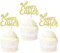 Blumomon 24Pcs Happy Easter Cupcake Toppers Gold Glitter Bunny Ear Cupcake Picks Happy Easter Theme Party Cake Decorations Supplies