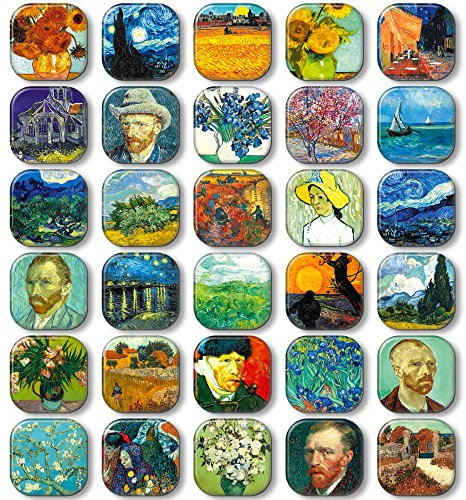 MORCART 30 Stück Kühlschrankmagnete Van Gogh Kunstwerk Magnete für Magnettafel Kühlschrank Whiteboard Küche Schulschränke Klassenzimmer Büro Kabine Lustige dekorative Geschenke für Erwachsene Kinder