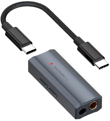 Fosi Audio DS2 USB C auf AUX Kopfhörerverstärker DAC Dongle 3,5 mm Klinke Audioadapter Tragbarer Verstärker mit Dual-Ausgang DSD256 4,4 mm symmetrischer hochauflösender CS43131 Chip für iPhone iPad