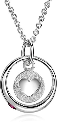 Xaana Taufkette Taufring mit sy. Rubin und einem kleinen Einhänger mit Herzchen inkl. Kette 36/38 cm 925er Sterlingsilber rhodiniert AMZ0584