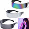 Kiwochy Schnelle Brille Futuristische Schmale Brille 3 Stk Farbiger+Silber+Schwarz Herren Damen Fun Glasses Space Brille Alien Brillen für Weihnachten Karneval Festivals Rollenspiel Halloween Brillen