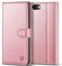 Kuafcase Custodia compatibile per iPhone 7, iPhone 8, iPhone SE 2022, iPhone SE 2020, con 1 pellicola protettiva, 4 slot per schede Custodia per telefono con chiusura magnetica - Oro rosa