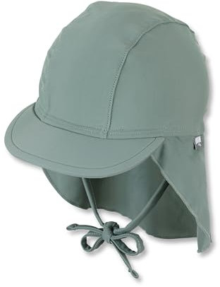 Sterntaler Schirmmütze Nacken uni - Baby- und Kinder Mütze mit Nackenschutz und Bindeband - UV-Schutz 50+ Bademütze - Kopfbedeckung Schwimmbad und Strand - Unisex Bademode - mattgrün, Größe 51