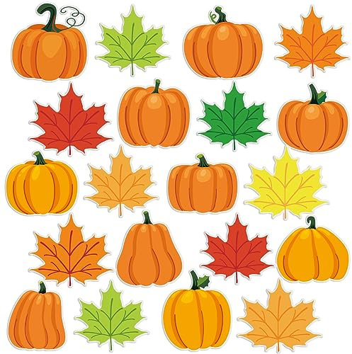20 Stück Kürbis dicke Gelklammern Herbst-Fensterdekorationen Ahornblätter Fensteraufkleber Aufkleber Thanksgiving Fenster Gel Clings Gel Clings für Kinder Kleinkinder Zuhause Flugzeug Herbst