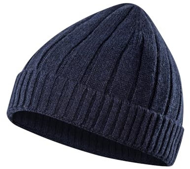 FALKE Unisex Beanie-Mütze Basic Big-Rib Hat U CA Wolle Kaschmir schnelltrocknend warm 1 Stück, Blau (Space Blue 6116), ONESIZE