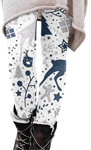 TOPJIAO Bequeme Damen-Leggings mit hoher Taille, bedruckt, modische Weihnachtsleggings Lederimitat Hose (Q, M)