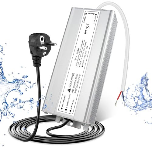 LED Trafo 24V 100W IP67, Outdoor Wasserdicht Transformator mit Stecker, LED Netzteil Treiber 230V auf DC 24 Volt Adapter, LED Driver Außen für LED-Streifen Lampen Strahler Lichtbänder