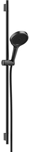 hansgrohe Rainfinity - shower set, shower head with shower rail 52cm, holder and Designflex textile shower hose 160cm, hand shower with 3 sprays, brushed black chrome, 28743340, 28743340