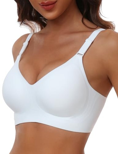 HORISUN Bequemer Nahtloser BH mit Vollständiger Abdeckung für Damen, Kabellose Push-Up BHS mit Weicher Unterstützung Normale und Große Größen (Weiß 3XL)