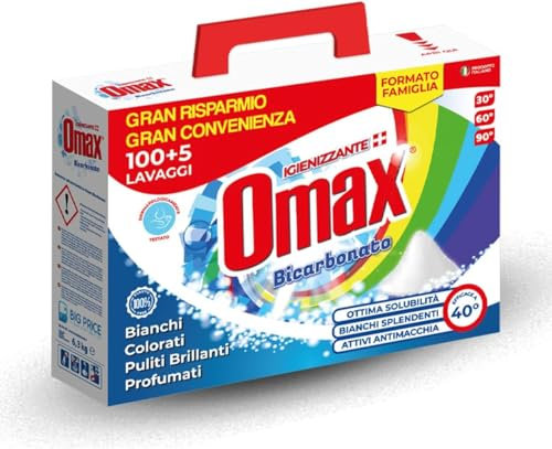 DETERSIVO LAVATRICE IN POLVERE IGIENIZZANTE 105 LAVAGGI BICARBONATO - MAXI FORMATO FAMIGLIA