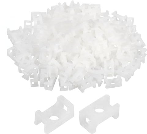 sourcing map 250pcs Cable Tie Base Saddle Type Mount Wire Holder, 12.7x7x5.7mm Wire Clips Organizer Holders Clamps for Electronic Wires Organized, White 0.13 Dia