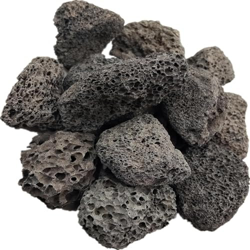 LIFEBESTONE Pierres de lave noires, 3 à 5,1 cm, pierres en verre pour foyer, braises de cheminée, verre de feu pour foyer au propane, pierres de lave moyennes pour cheminée au gaz, pierres de lave