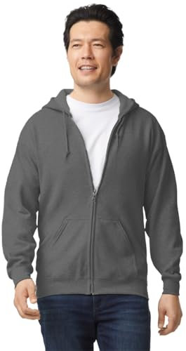 TICTEX Felpa con Cappuccio Unisex | Giacca in Pile Misto Pesante per Uomo e Donna | Giacca in Felpa con Cappuccio e Cerniera | Giacca Estiva Leggera | Dark Heather, S