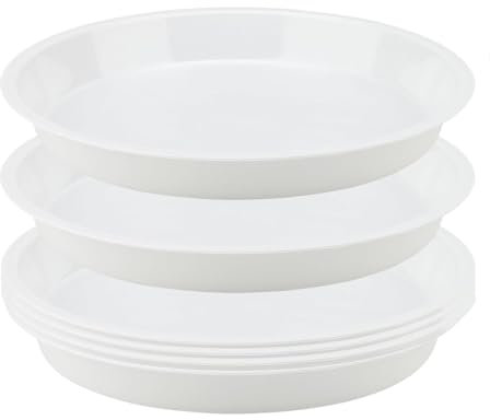 Senda 6 Stück Blumentopf Untersetzer Rund Kunststoff Blumentopf Wassertropfschale Pflanzschale für Indoor Outdoor Garten Pflanzen Blumen Gemüse (Weiß, 20cm)