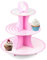 GEEZY 3 Tiers Cardboard Cupcake Stand - Reusable Pink Cake Stand & Easy Assembly - Perfect for Baby Showers, Birthdays & Celebrations - Ideal 3 Tier Cake Stands For Afternoon Tea Stands