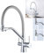 Grifo de Cocina 3 vias osmosis con Agua Fría y Caliente, Canal Independiente para Agua Purificada, Latón Duradero (plateado brillante y gris)