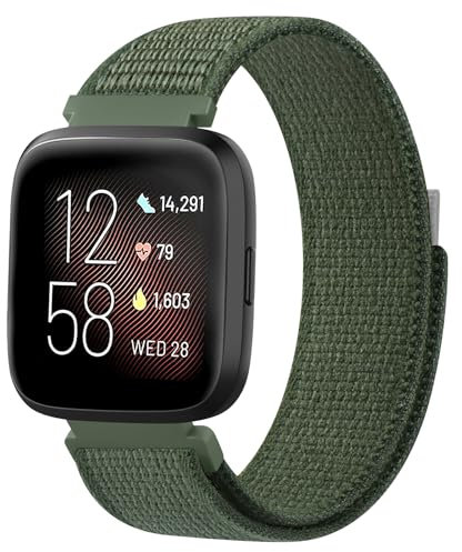 AK für Fitbit Versa 2 Armband/Fitbit Versa Armband Damen Herren, Weich Verstellbare Nylon Uhrenarmband Sport Trail Loop Ersatzarmbänder für Fitbit Versa 2/Versa/Versa Lite Damen Herren