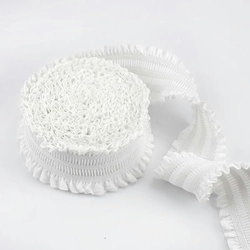 5/10 Meter 50 mm gerüschte elastische Bänder, plissierter Spitzenbesatz, Stretchband, Gummiband, DIY-Kleid, Bund, Nähbänder, Zubehör-Weiß-50 mm-10 Meter