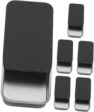 Cabilock 6 Pezzi Scatola portaoggetti impilatori contenitore da uomo mini contenitore dentro portagioie contenitori metallici portatili piccoli contenitori con coperchi Black