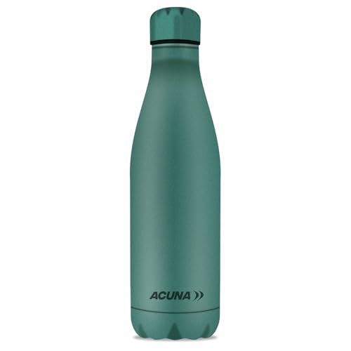 Acuna Stainless Steel Water Bottle 500 ml, Vacuum Insulated Leakproof Metal Water Bottle, BPA-Free Double Wall Flask 12hrs Hot & 24hrs Cold Ideal for Sports, Gym, Hiking, Travel (Pine Green)