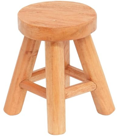 CREEDWOOD Kleiner Pflanzen HOCKER Malik | Mahagoni Holz, 19cm | Natur Blumenhocker, Deko Schemel, Rundhocker, Naturholz Beistellhocker