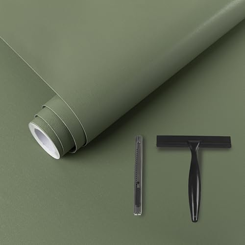 Green Sticky Back Plastic 40x300cm Green Vinyl Wrap Self Adhesive Wallpaper | Peel and Stick with Tools Decorative for Kitchen Countertops Worktops Tables