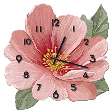 Ergocar Wanduhr Mit Blumenmuster, Sonnenblumen-Blumenmuster, 30 cm (11,81 Zoll), Batteriebetrieben, Rustikaler Stil, Geeignet Für Landhausküchen, Schlafzimmer Und Wohnzimmer