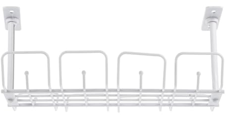 DECORNIJIA No-drill Under Desk Cable Management Tray Mesh Storage Rack for Office and Home Easy Install Wire Organizer Basket with Hook Design Space-saving Grey Shelf for Tidy Desk Cable