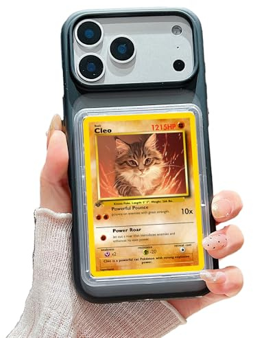 Karten-/Foto-Display-Handyhülle für iPhone | TCG/Bild-Display-Top-Loader & -Hüllen | Kompatibel mit Pokémon-Karten, Sport, One Piece, Magic (Schwarz, iPhone 17 Pro Max)
