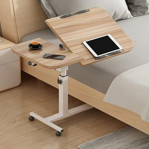Verstellbarer mobiler Laptop-Schreibtisch mit Rollen, neigbarer Schreibtisch für über Bett oder Stehen, zu Hause und im Büro