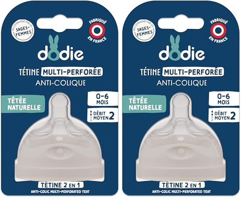 DODIE Tétine Multi-Perforée Débit 2 0-6 mois (Lot de 2)