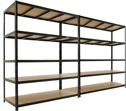 PROREGAL Mega Deal 2X Schwerlastregal Taurus 180x150x60cm mit Fachlast 175kg Schwarz Kellerregal, Steckregal, Garagenregal, Lagerregal