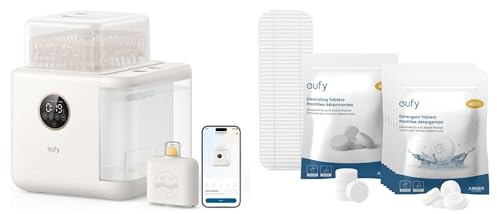 eufy Bottle Washer S1 Pro, Steriliser and Dryer, 100deg C Steam Sterilisation & 6-Month Cleaning Kit for eufy Bottle Washer, with Detergent Tablets (180 Pcs) (Bundle)