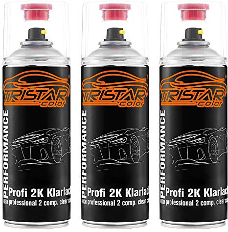 TRISTARcolor 3 x 2K Spraydose Profi KLARLACK hochglänzend HS 400 ml Autolack Sprühdose