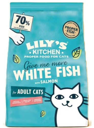Lily's Kitchen Mit natürlichen Zutaten hergestellt Trockenfutter für ausgewachsene Katzen Weißfisch mit Lachs Getreidefreie Rezeptur 800g