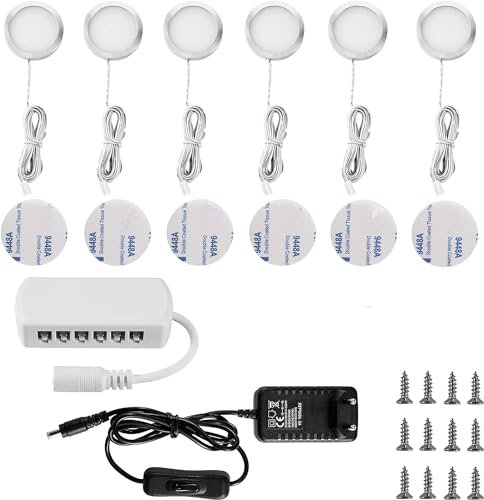 Lightess 6er Unterschrank Beleuchtung Küche Unterbauleuchte LED Schrankbeleuchtung Küchenbeleuchtung Schrank Beleuchtung Wandleuchten Vitrinenbeleuchtung Spotlight mit Kabel Stecker, Kaltweiß