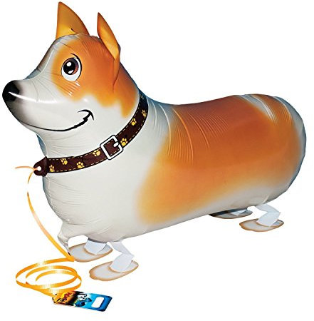 Kopper-24 Airwalker Ballon Corgi Hund - laufendender Hunde Luftballon Tier Helium Walking Folienballon Deko für Kinder Geburtstag Party Hochzeit Kinder Geschenk JGA Dekoration Tierballons Laufen