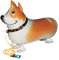 Kopper-24 Airwalker Ballon Corgi Hund - laufendender Hunde Luftballon Tier Helium Walking Folienballon Deko für Kinder Geburtstag Party Hochzeit Kinder Geschenk JGA Dekoration Tierballons Laufen