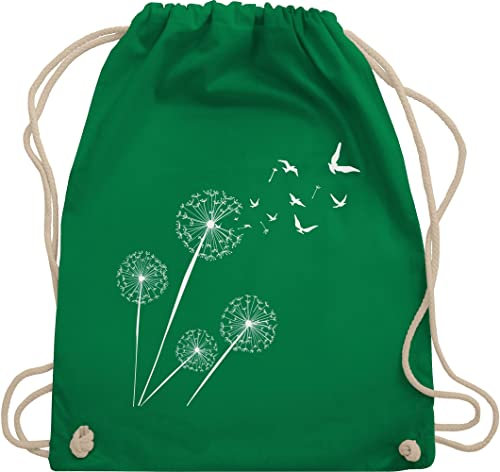 Turnbeutel Rucksack - Sprüche Statement - Pusteblume Löwenzahn - Unisize - Grün - beutel mama mit aufschrift vögel stoffbeutel sportbeutel aus stoff bedruckt statements blume beuteltasche