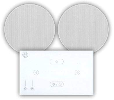 Systemline E50 Built-In Bluetooth Amplifier Hi-Fi Speaker System (White) & 6.5 Ceiling Speakers (1 Pair 6.5 Qi65CB Ceiling Speakers)