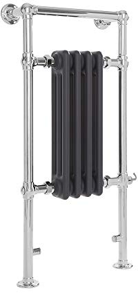 Milano Elizabeth 400W Chrome Anthracite Cast Iron Style Electric Heated Towel Rail - 930mm x 452mm