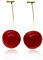 3D lebensechte Wein Kirsche Tropfen Ohrringe niedlichen lustigen Acrylharz Frucht Gold baumeln Ohrring mit Box