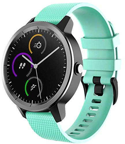 FunBand Bracelet pour Garmin vivoactive 3, 20mm Bande en Silicone Souple pour Garmin Vivoactive 3 Music/Forerunner 645 Music/Vivomove HR/Samsung Gear Sport/Galaxy Watch 42mm Smartwatch